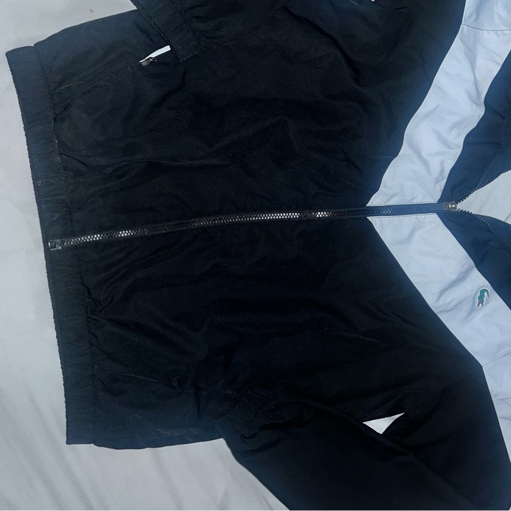 Lacoste Black and White Windbreaker with Chevron Design - Picture 4 of 10